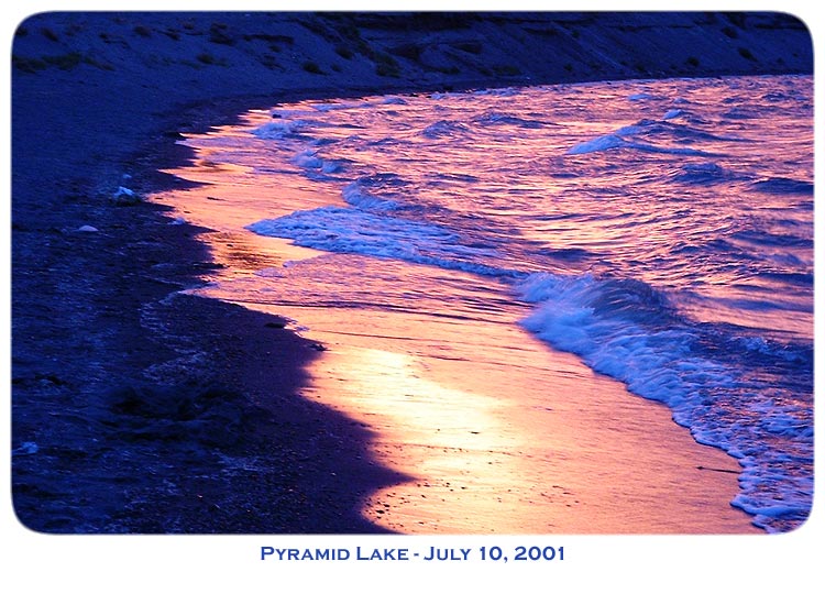 Pyramid Lake at sunset, July 10, 2001